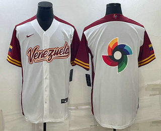 Men%27s Venezuela Baseball 2023 White World Big Logo With Patch Classic Stitched Jerseys